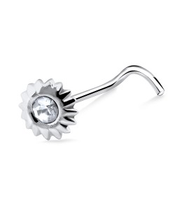 Sunflower Shaped Silver Curved Nose Stud NSKB-71